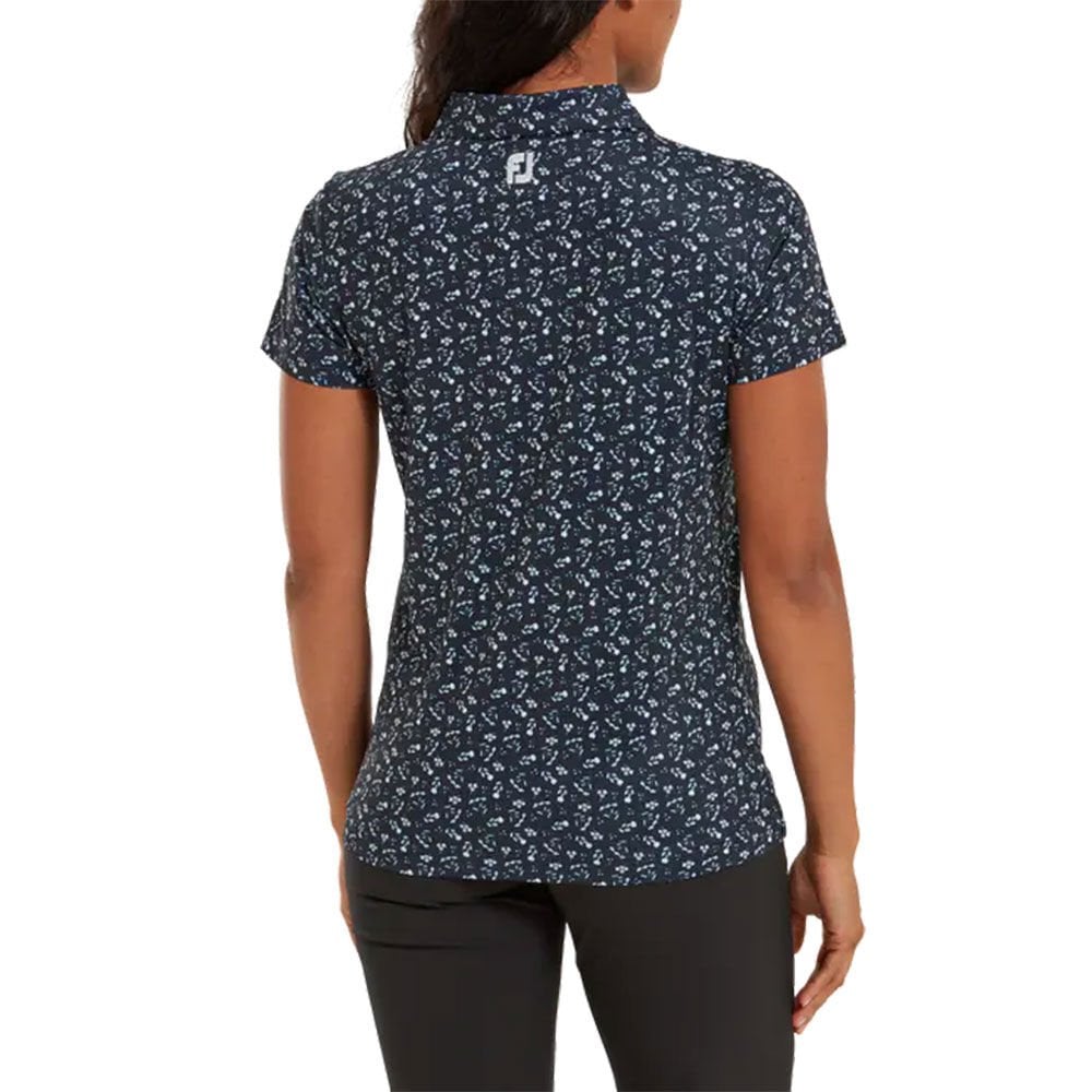Footjoy Women's Floral Print Lisle Navy Blue Golf T-Shirt 80240