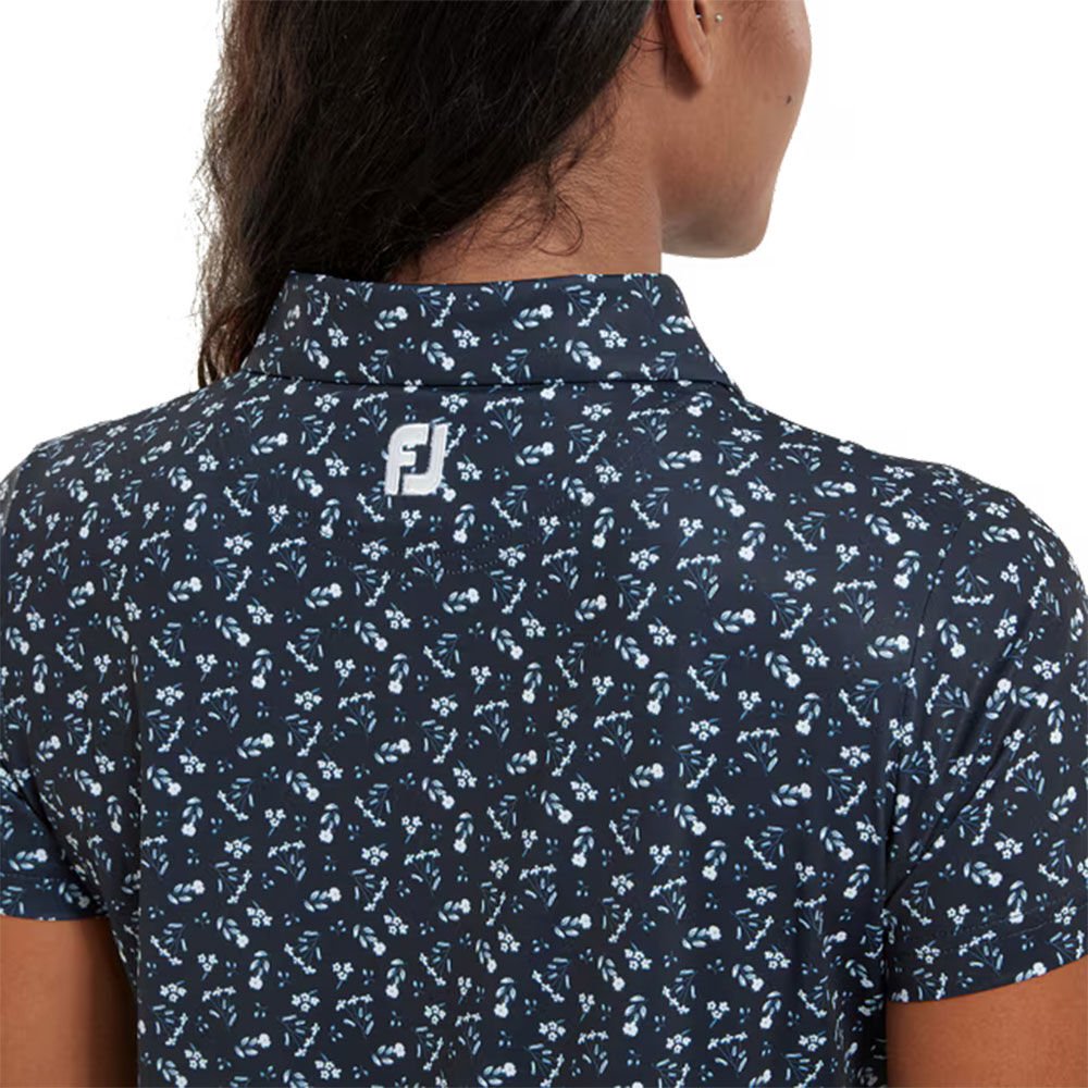 Footjoy Women's Floral Print Lisle Navy Blue Golf T-Shirt 80240