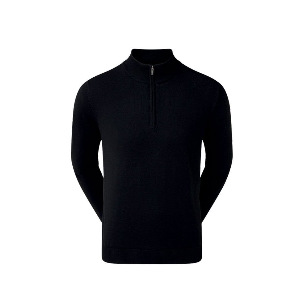 FootJoy Wool Blend Half Zip Lined Golf Sweater Black 90207