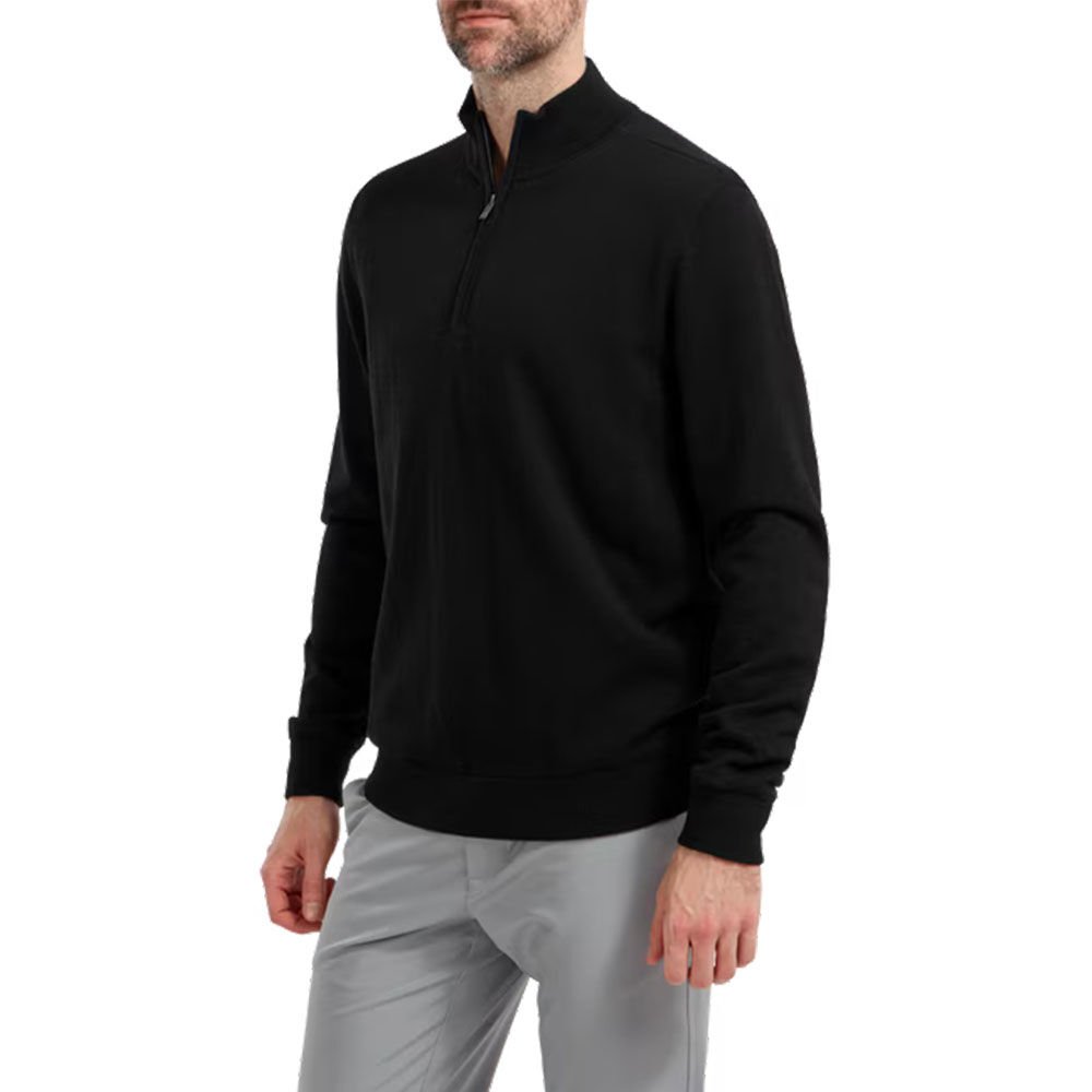 FootJoy Wool Blend Half Zip Lined Golf Sweater Black 90207
