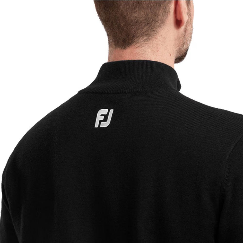 FootJoy Wool Blend Half Zip Lined Golf Sweater Black 90207