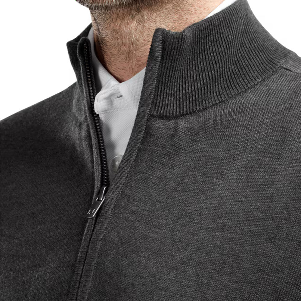 FootJoy Wool Blend Half Zip Lined Golf Sweater Charcoal 90212
