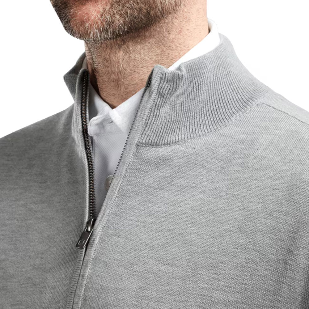 FootJoy Wool Blend Half Zip Lined Golf Sweater Heather Gray 90211
