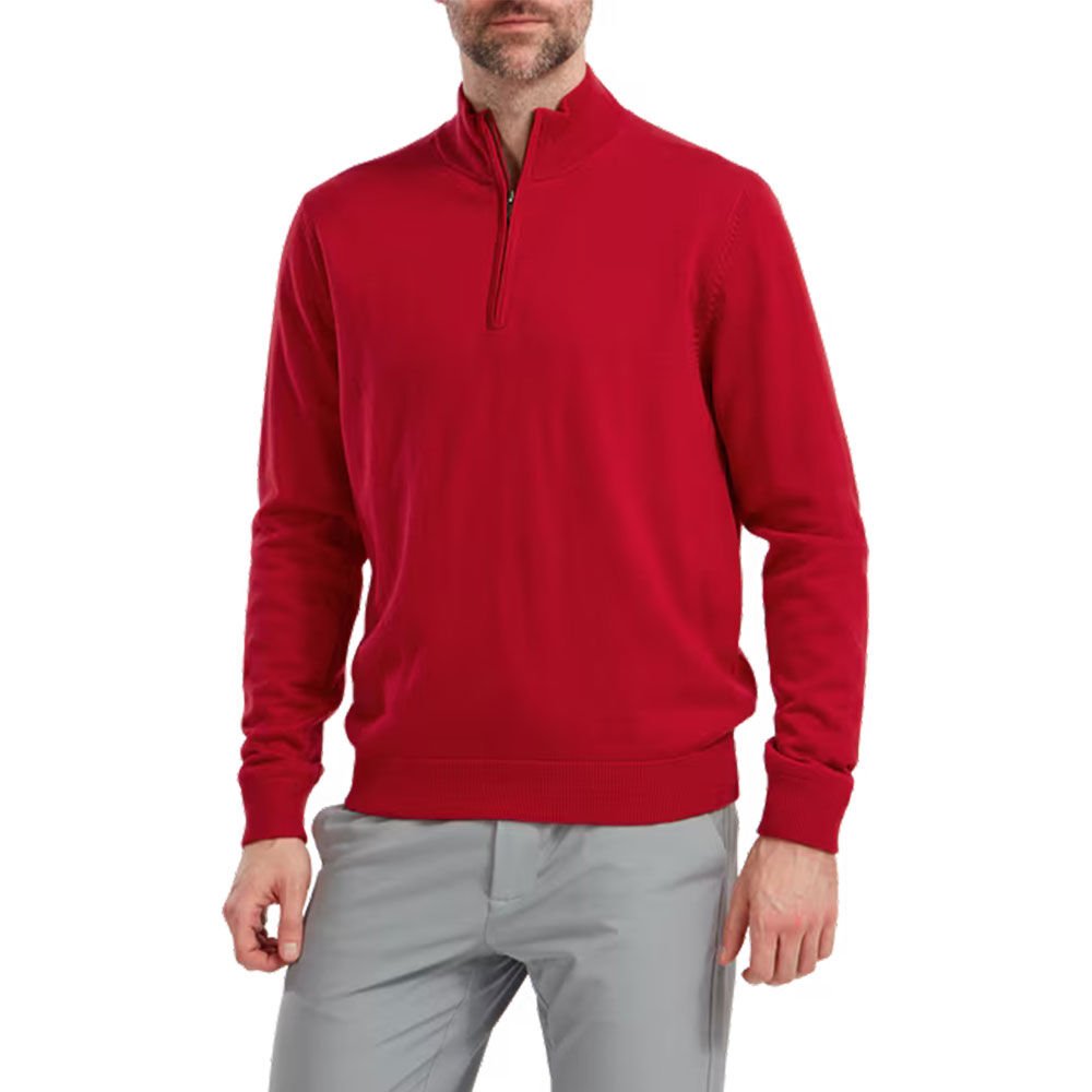 FootJoy Wool Blend Half Zip Lined Golf Sweater Red 90213