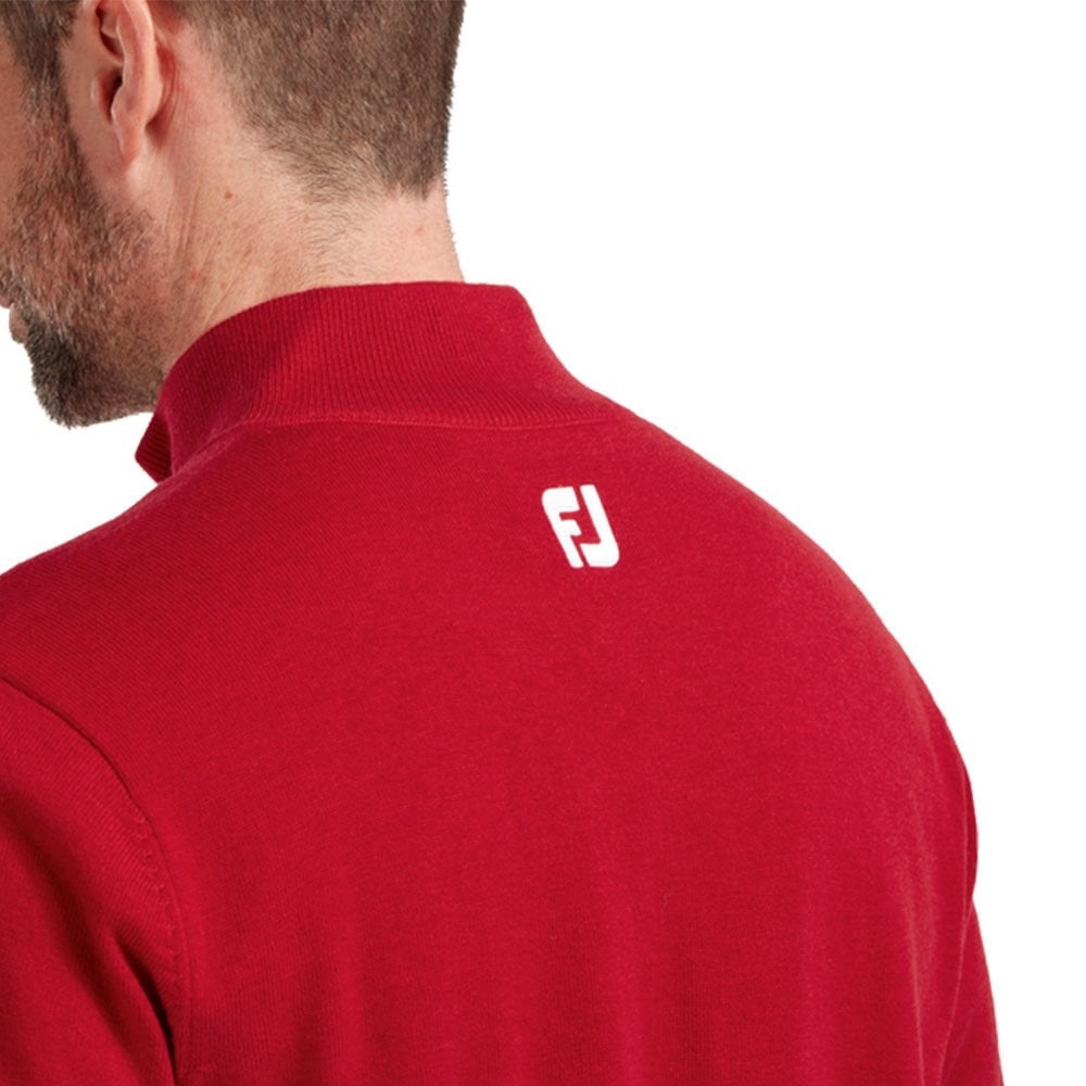 FootJoy Wool Blend Half Zip Lined Golf Sweater Red 90213