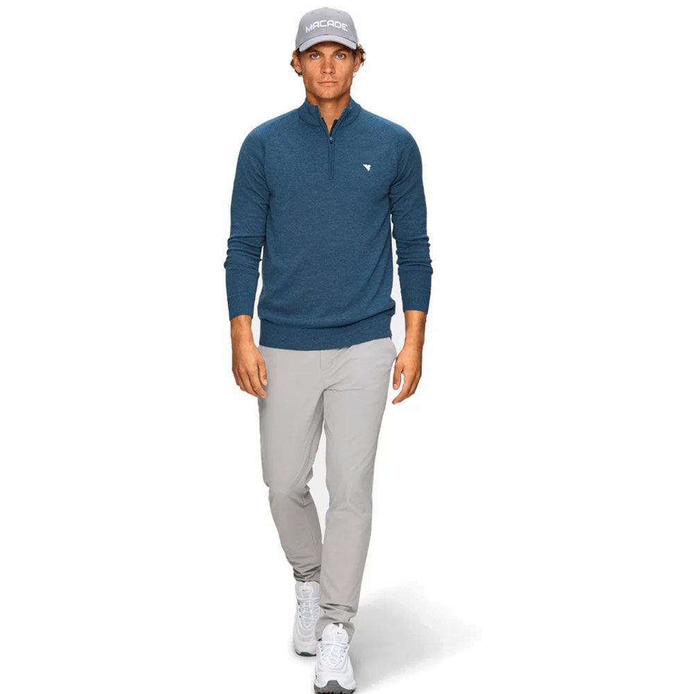 Macade Golf Merino Wool Half Zip Sweater Spruce Blue KN20210704S