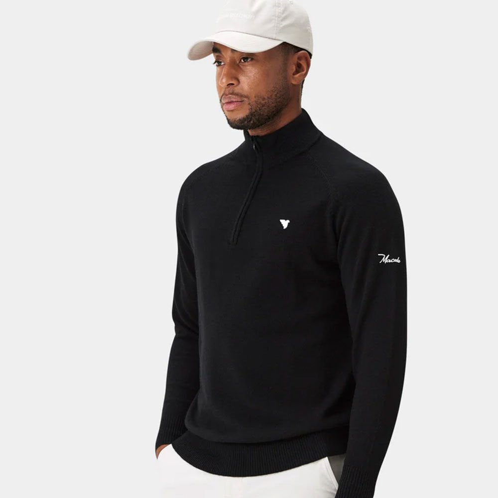 Macade Golf Merino Wool Half Zip Golf Sweater Black KN20210605S