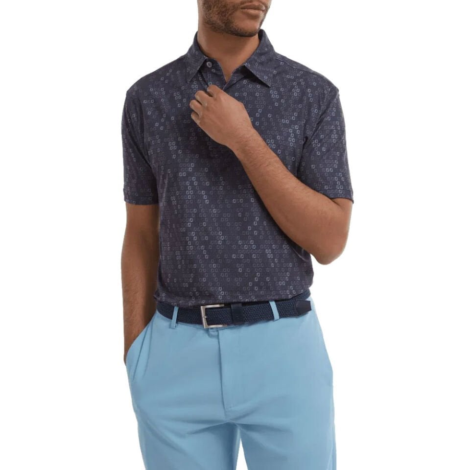 FootJoy Dijital Kamuflaj Baskılı Lisle Golf Polo T-Shirt Koyu Gri 88436 XL XLarge