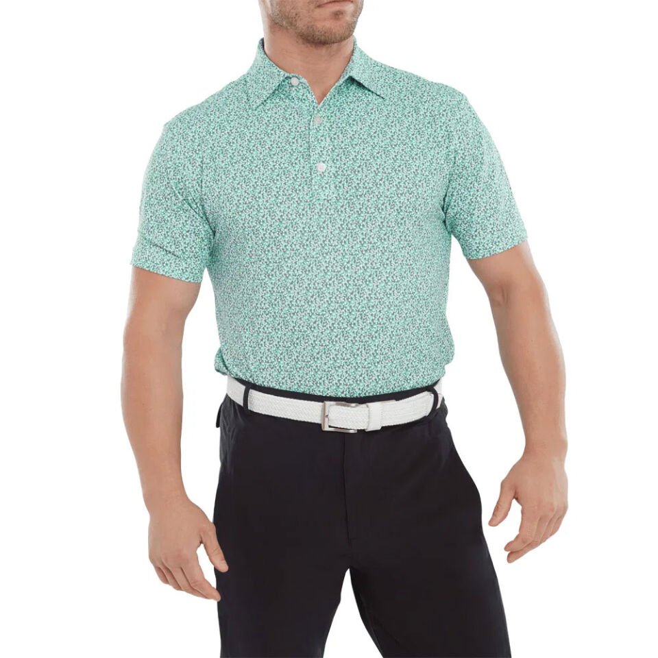 FootJoy Confetti Print Pique Erkek Polo T-Shırt Yeşil 80090 XL XLarge