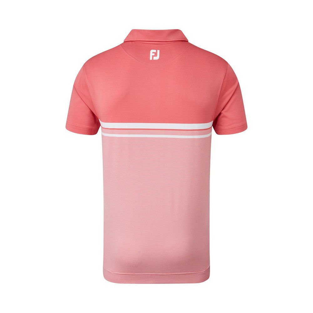 FootJoy Lisle Engineered Striped Polo Neck Golf T-Shirt Red 84465