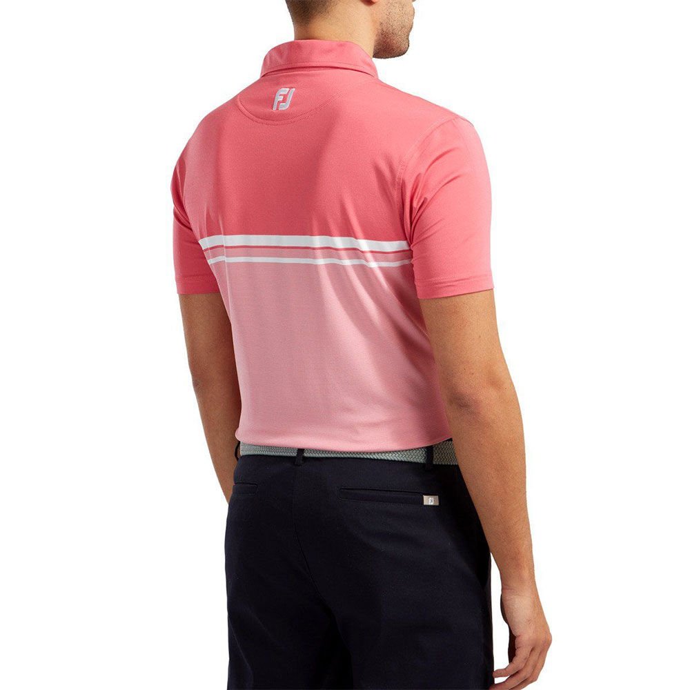 FootJoy Lisle Engineered Striped Polo Neck Golf T-Shirt Red 84465
