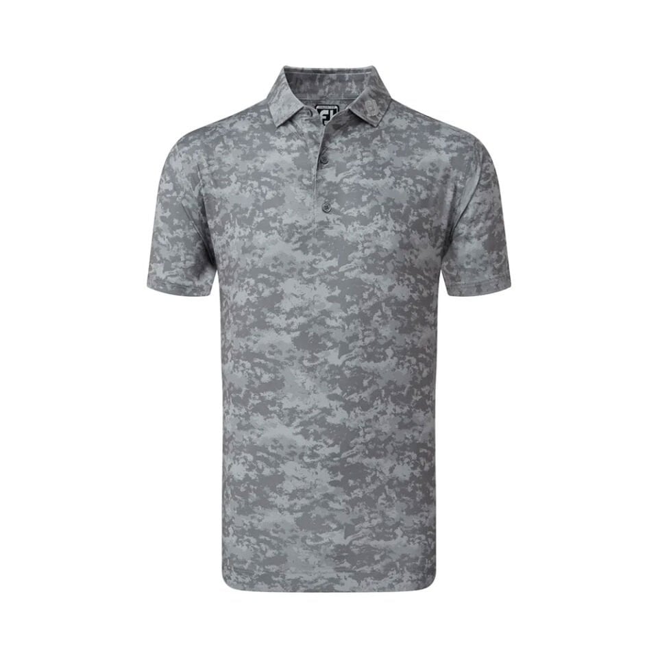 FootJoy Cloud Camouflage Lisle Polo Neck Golf T-Shirt Gray 80006