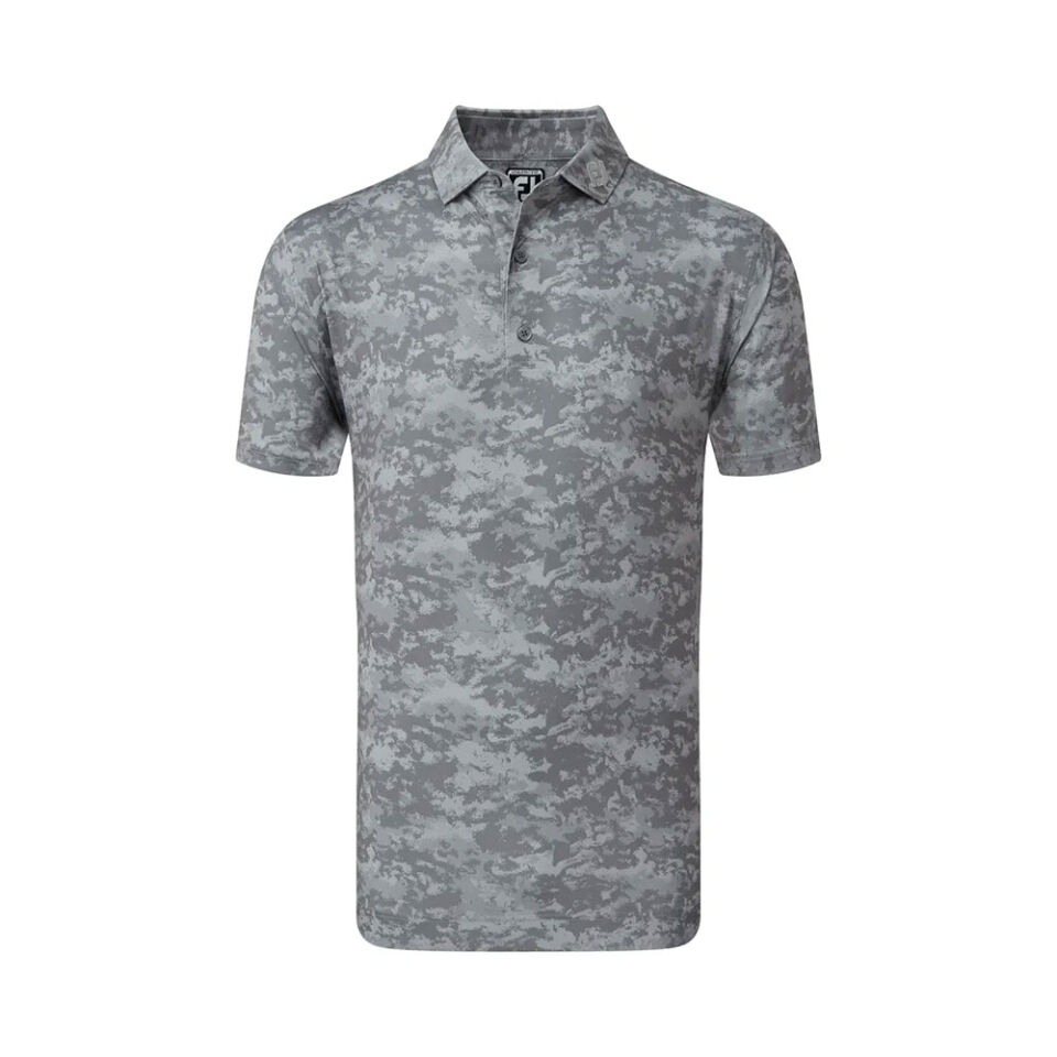 FootJoy Bulut Kamuflajı Lisle Polo Yaka Golf T-Shirt Gri 80006