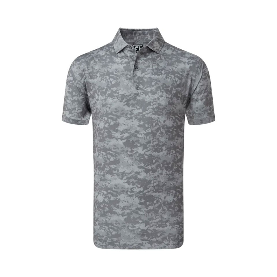 FootJoy Cloud Camouflage Lisle Polo Neck Golf T-Shirt Gray 80006