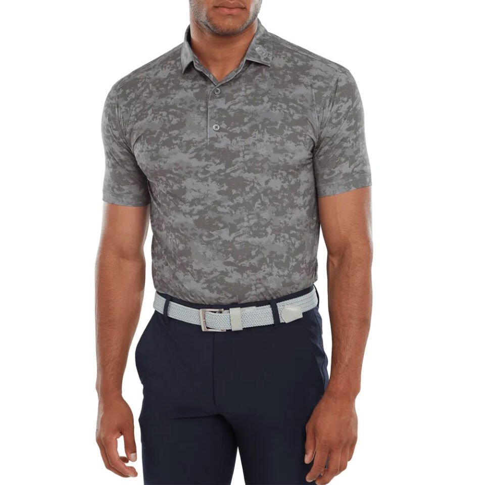 FootJoy Bulut Kamuflajı Lisle Polo Yaka Golf T-Shirt Gri 80006 XXL XXLarge