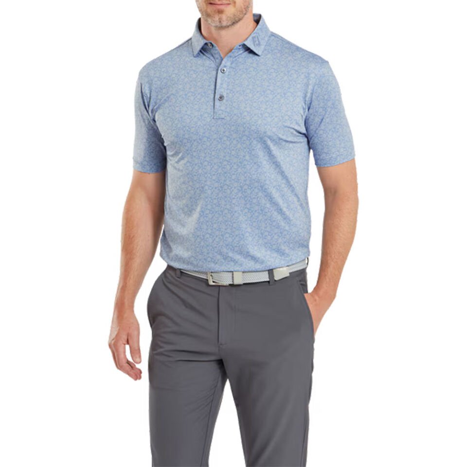 FootJoy Çiçek Baskılı Polo Yaka Golf T-Shirt Mavi 81618 XL XLarge
