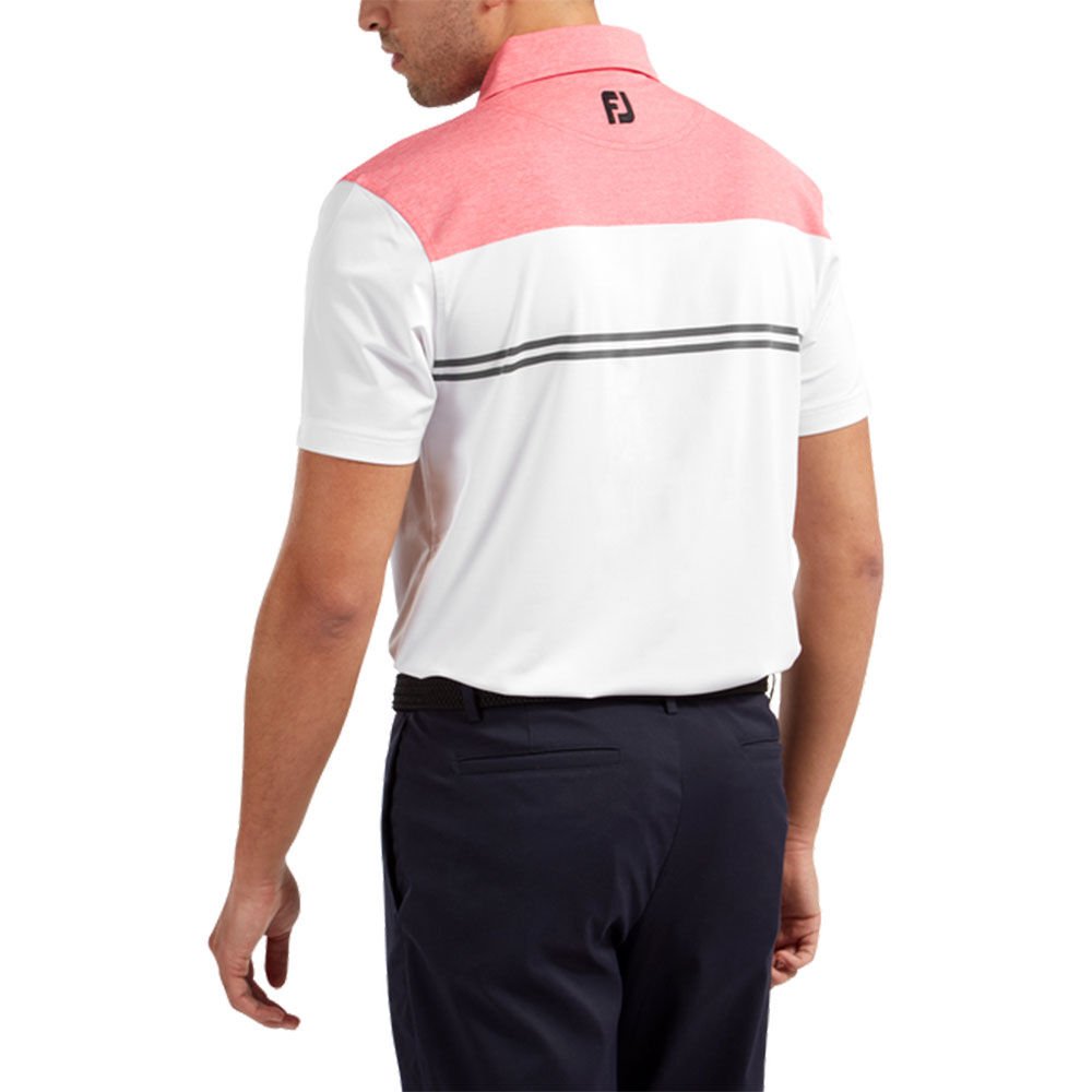 FootJoy Stretch Pique Renk Bloklu Polo Yaka Wht/Cha Golf T-Shirt 90372