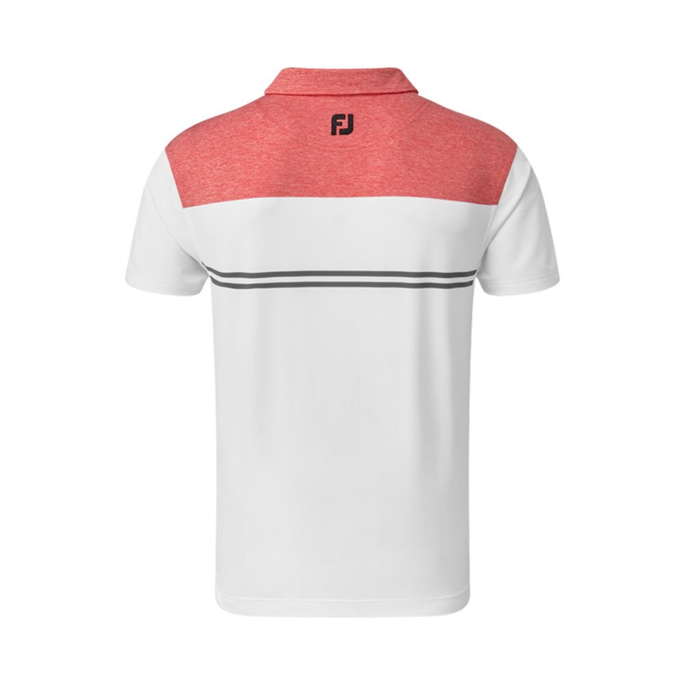 FootJoy Stretch Pique Renk Bloklu Polo Yaka Wht/Cha Golf T-Shirt 90372