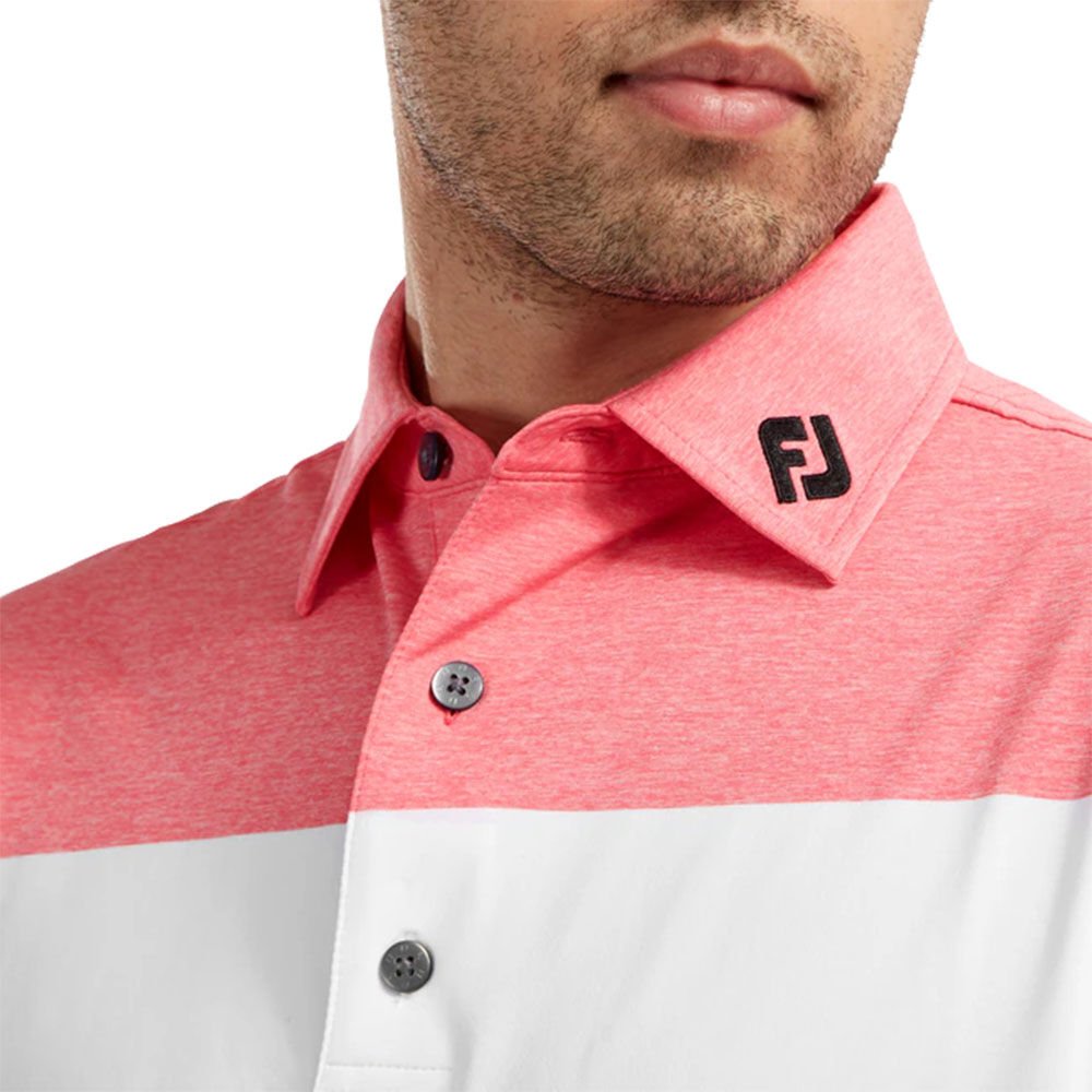 FootJoy Stretch Pique Renk Bloklu Polo Yaka Wht/Cha Golf T-Shirt 90372