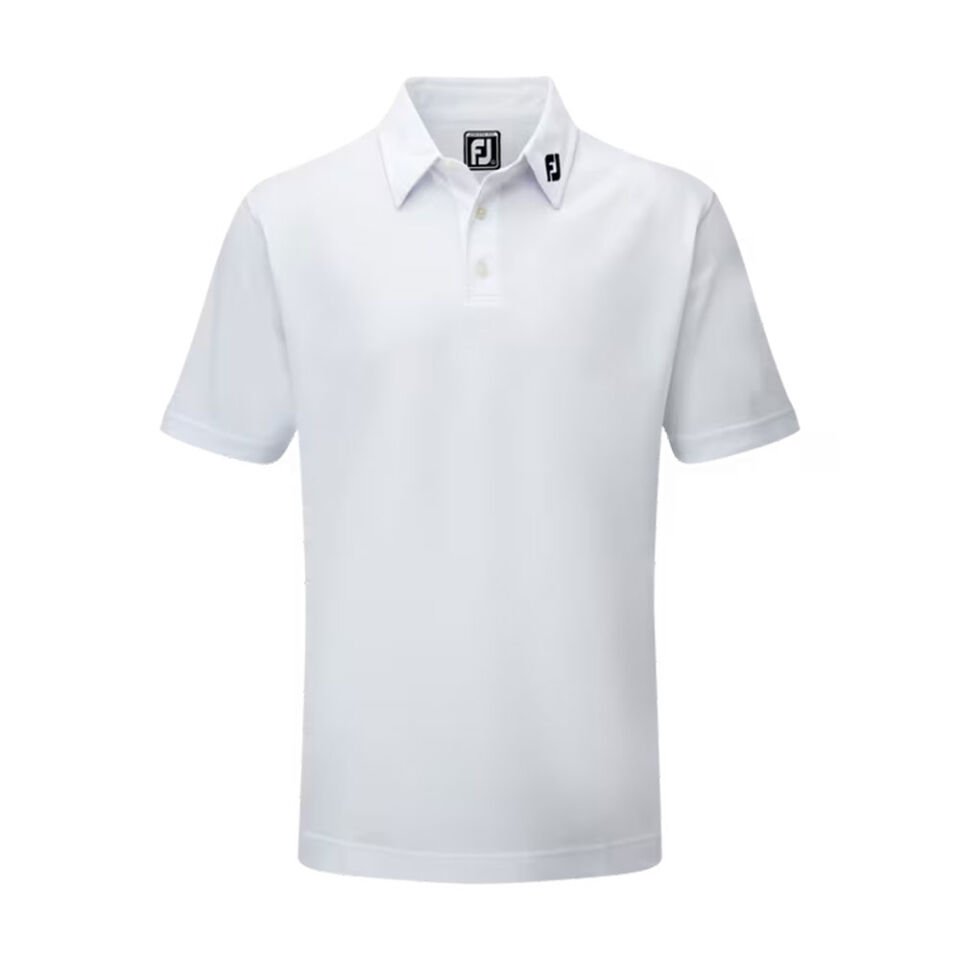 FootJoy Stretch Pique Solid Polo Neck White Golf T-Shirt 91823