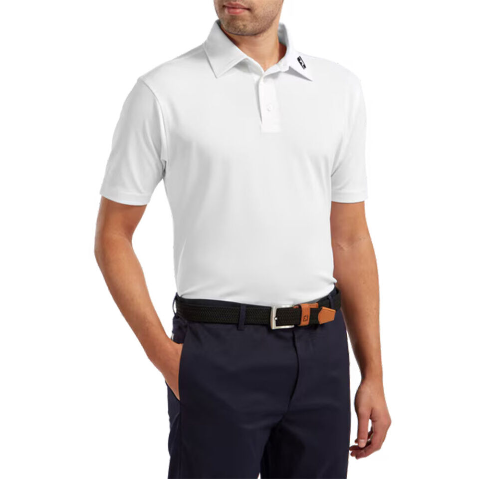 FootJoy Stretch Pique Solid Polo Yaka Beyaz Golf T-Shirt 91823