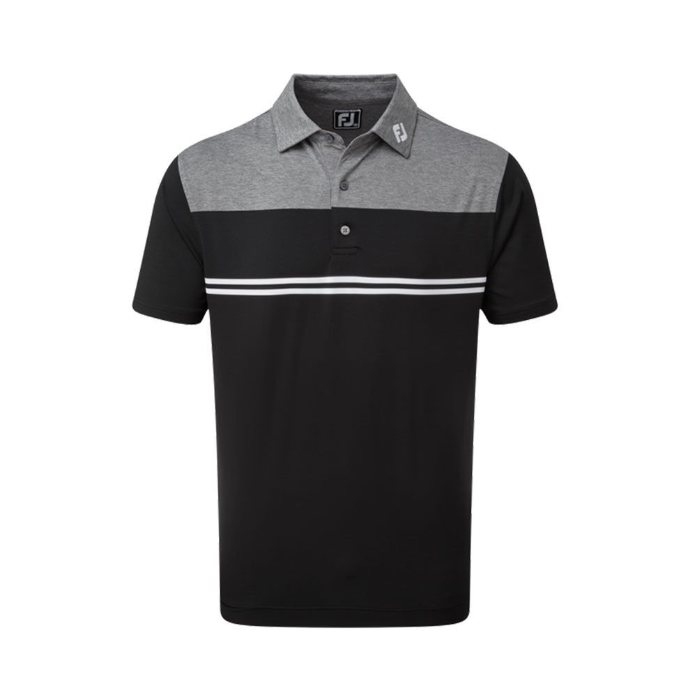 FootJoy Stretch Pique Renk Bloklu Polo Yaka Gry/Blk/Wht Golf T-Shirt 90373