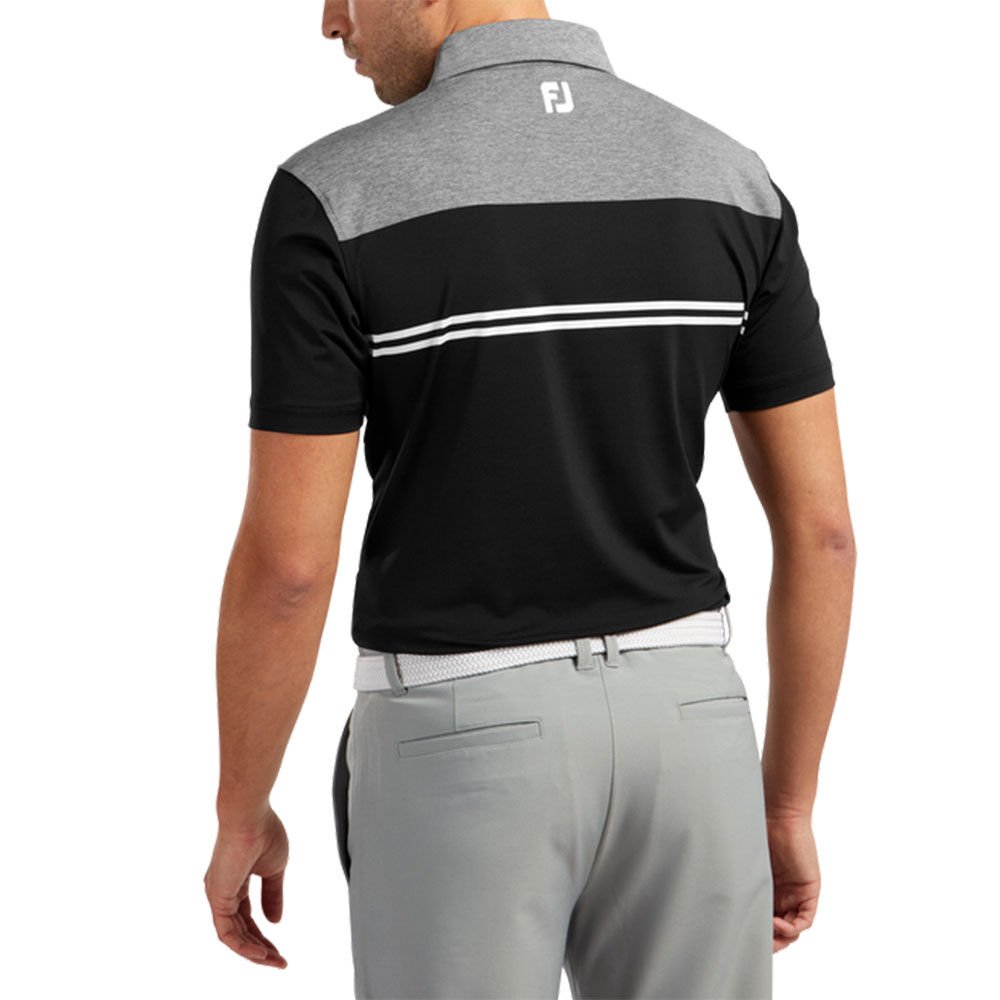 FootJoy Stretch Pique Renk Bloklu Polo Yaka Gry/Blk/Wht Golf T-Shirt 90373 M Medium