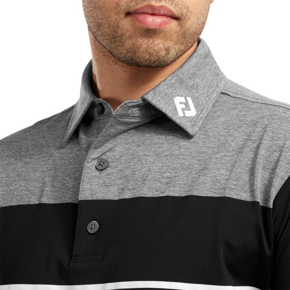 FootJoy Stretch Pique Renk Bloklu Polo Yaka Gry/Blk/Wht Golf T-Shirt 90373