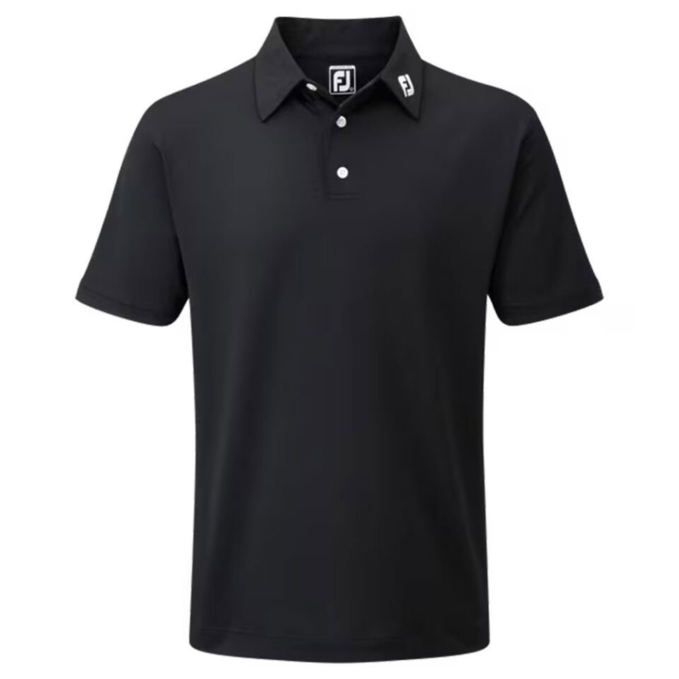 FootJoy Stretch Pique Solid Polo Neck Black Golf T-Shirt 91822