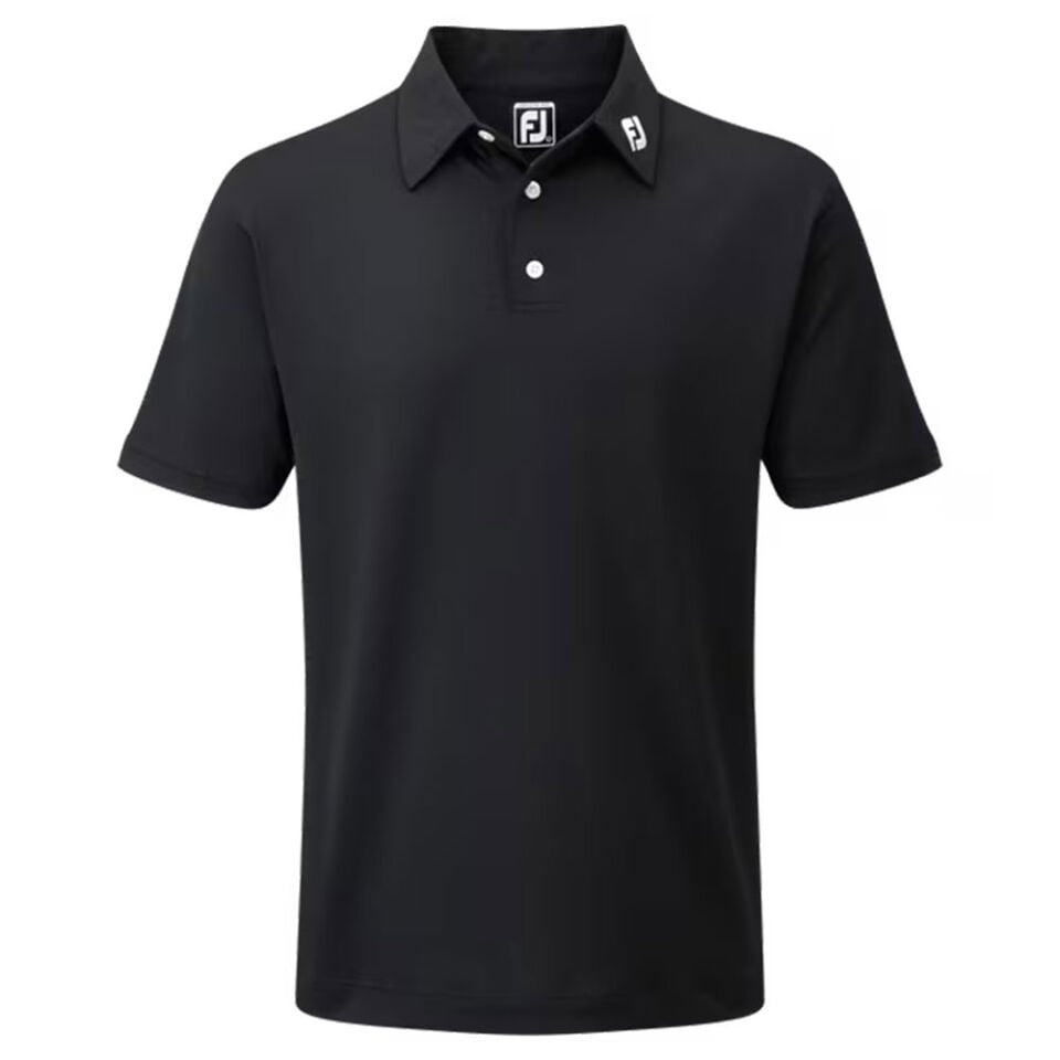 FootJoy Stretch Pique Solid Polo Neck Black Golf T-Shirt 91822