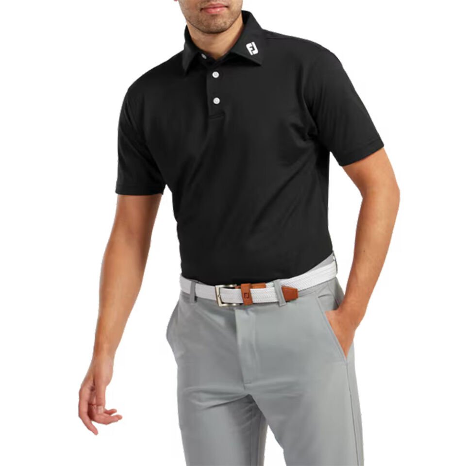 FootJoy Stretch Pique Solid Polo Yaka Siyah Golf T-Shirt 91822 XL XLarge