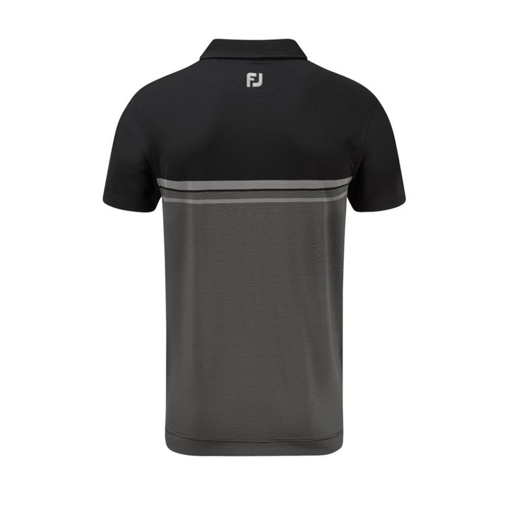 FootJoy Stretch Pique Color Blocked Polo Neck Blk/Wht Golf T-Shirt 84468 XXL XXLarge