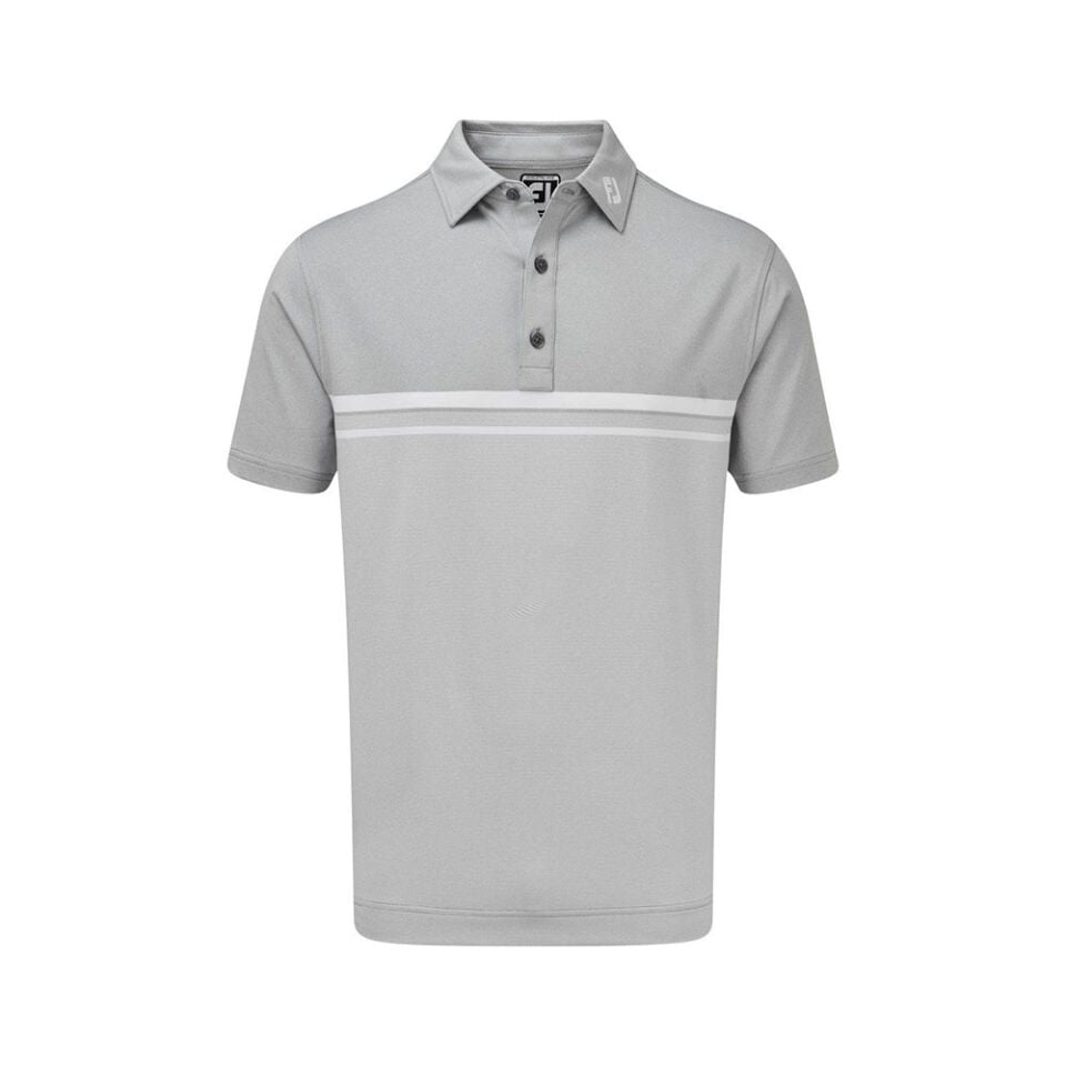 FootJoy Stretch Pique Color Blocked Polo Neck Gry/Wht Golf T-Shirt 84467