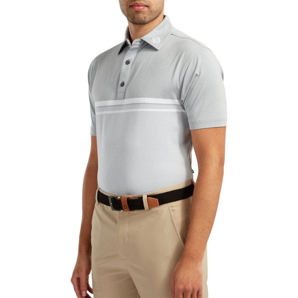 FootJoy Stretch Pique Renk Bloklu Polo Yaka Gry/Wht Golf T-Shirt 84467 XL XLarge