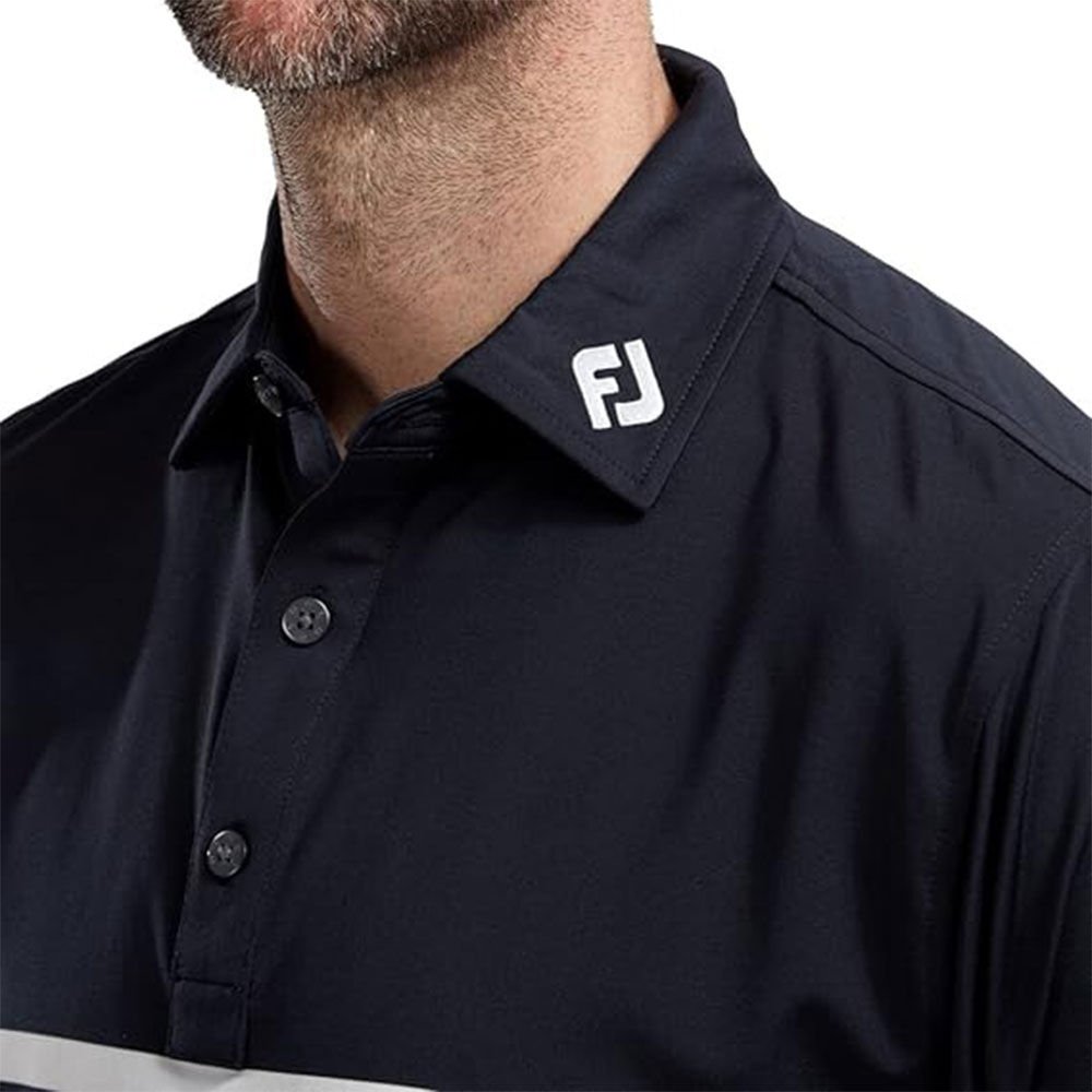 FootJoy Stretch Pique Renk Bloklu Polo Yaka Gry/Wht/Nvy  Golf T-Shirt 90371