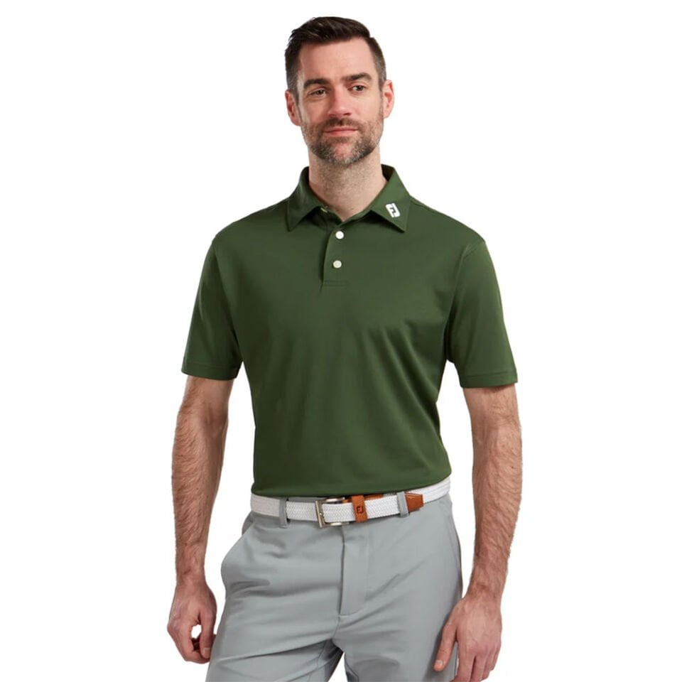 FootJoy Stretch Pique Solid Polo Yaka Yeşil Golf T-Shirt 84455 XL XLarge