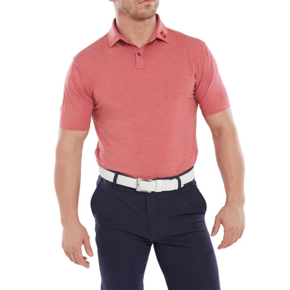 FootJoy Heather Self Collar Lisle Kırmızı Golf T-Shirt 80138 L Large