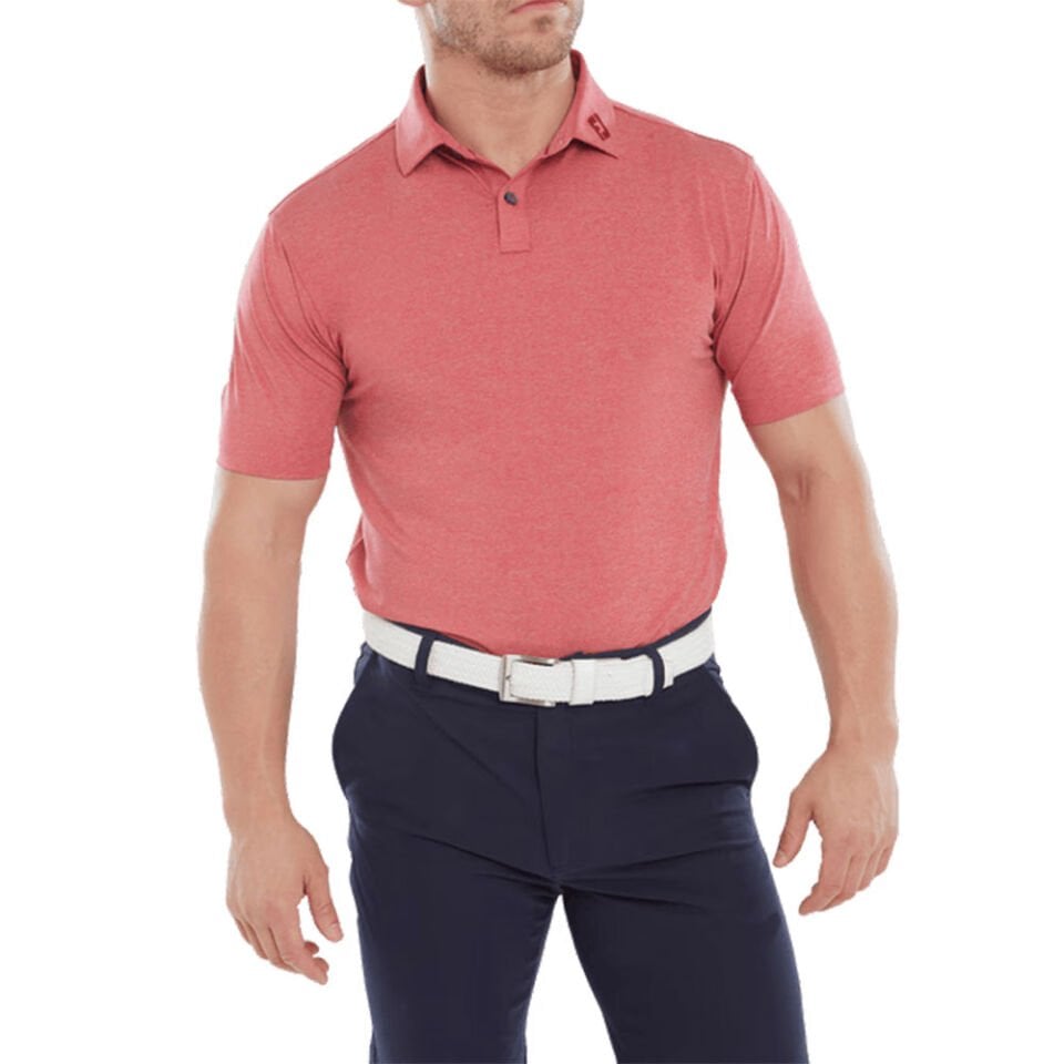 FootJoy Heather Self Collar Lisle Kırmızı Golf T-Shirt 80138 XL XLarge