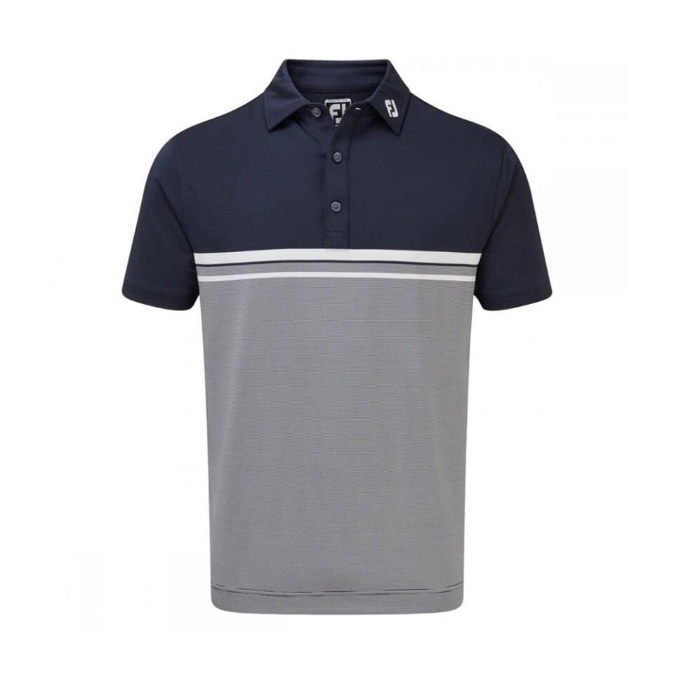 FootJoy Lisle Engineered Çizgili Polo Yaka Golf  T-Shirt Lacivert 84466 L Large