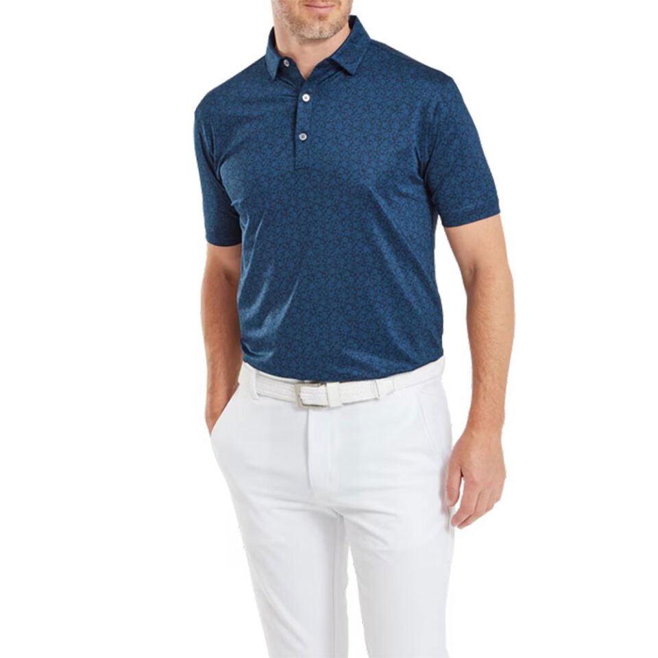 FootJoy Çiçek Baskılı Polo Yaka Golf T-Shirt Lacivert 81617 M Medium