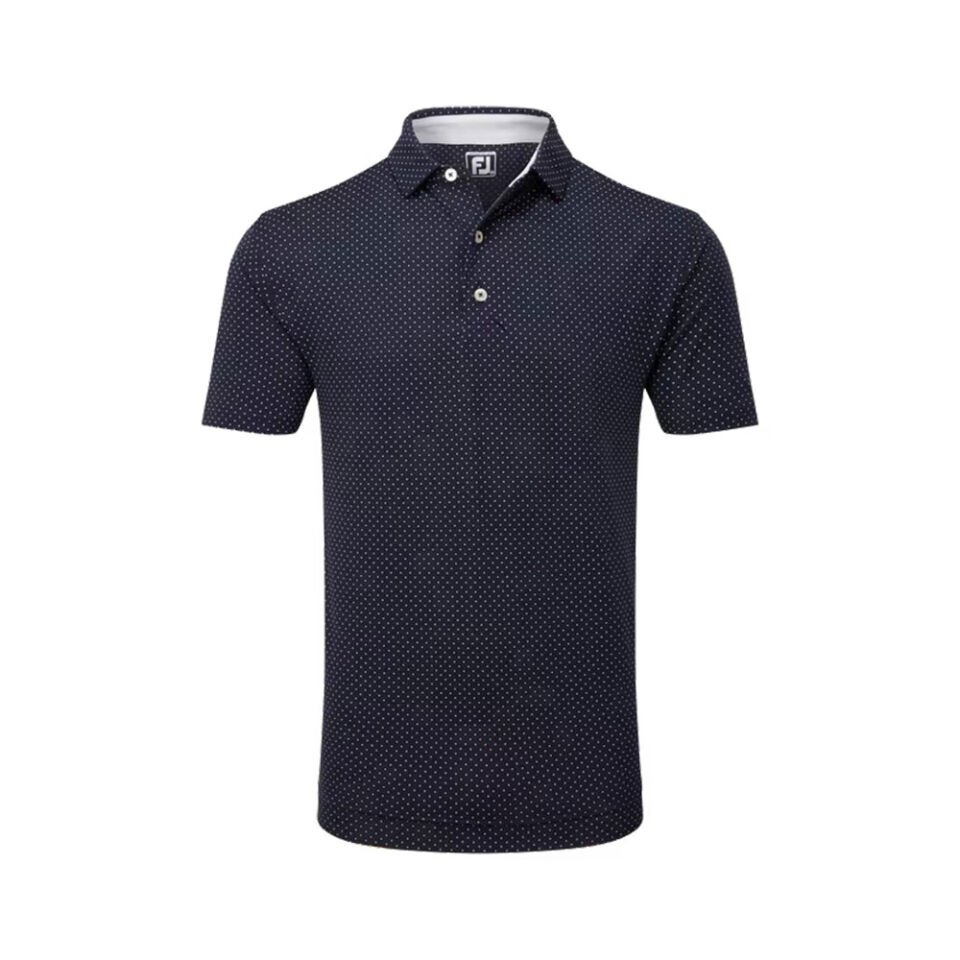 FootJoy Stretch Lisle Nokta Baskı Polo Yaka Lacivert Golf T-Shirt 81675