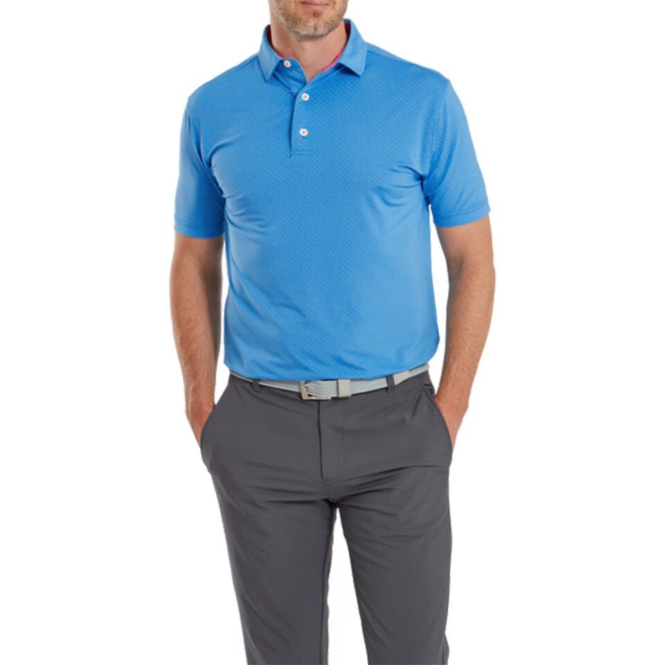 FootJoy Stretch Lisle Nokta Baskı Polo Yaka Ocean Golf T-Shirt 81678 M Medium