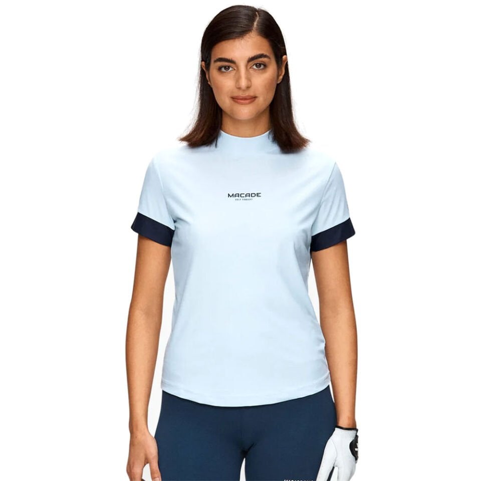 Macade Kadın Powder Flex Balıkçı Yaka T-Shirt Mavi WPO20210712 M Medium