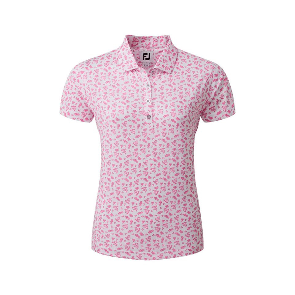 Footjoy Kadın Floral Print Lisle Pembe T-Shirt 80245 XS XSmall