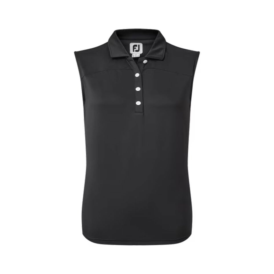 FootJoy Kadın Kolsuz Polo Yaka Siyah Golf T-Shirt 88501