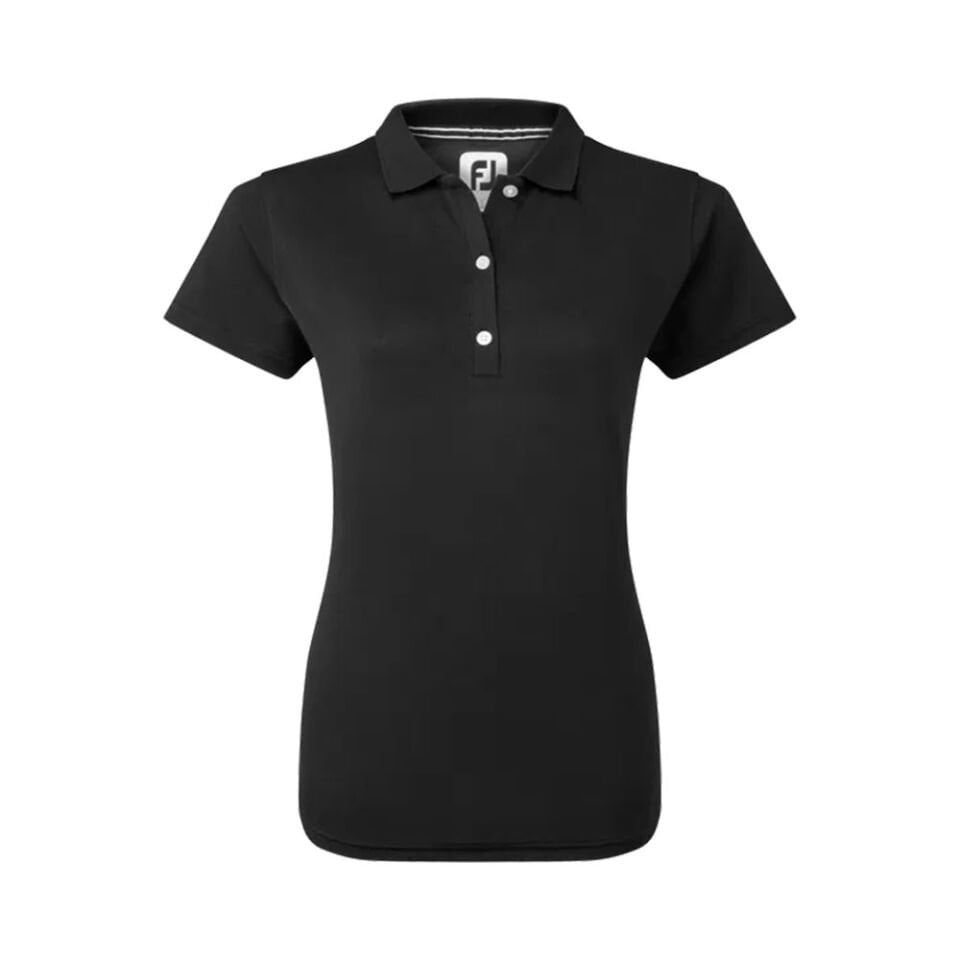 FootJoy Women's Stretch Pique Polo Neck Black Golf T-Shirt 88492