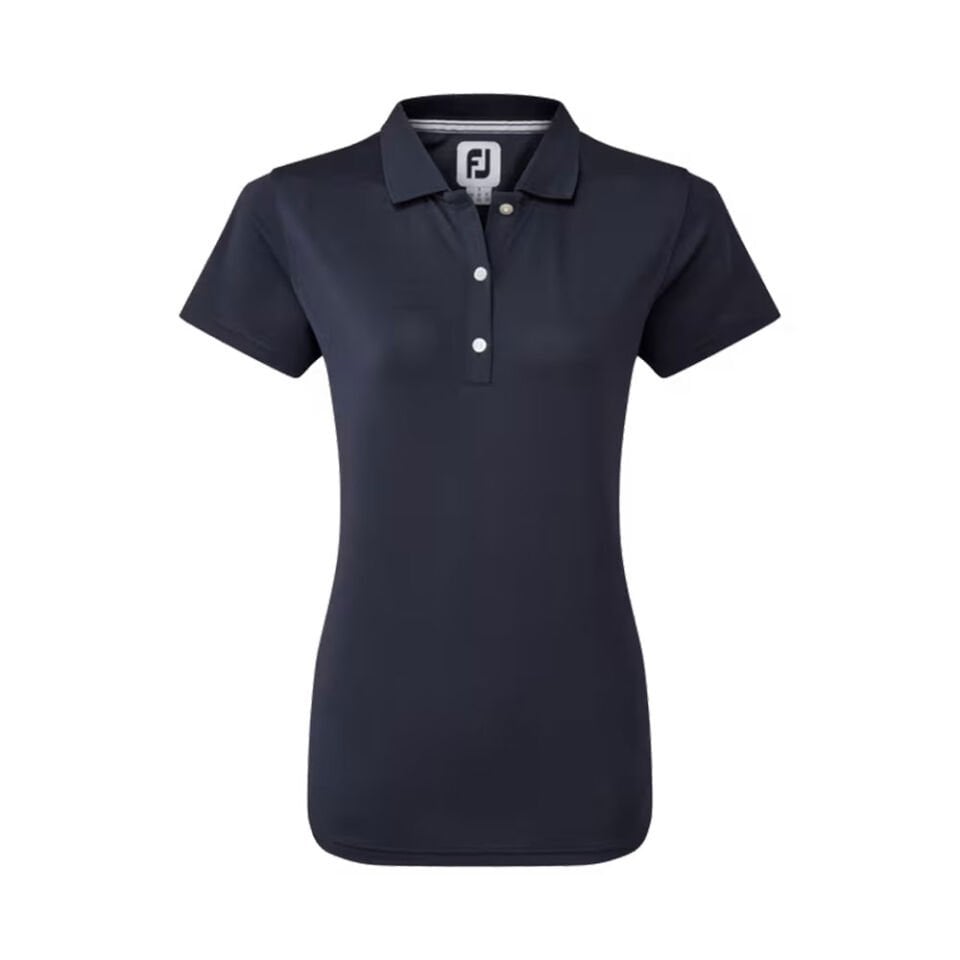 FootJoy Women's Stretch Pique Polo Collar Navy Blue Golf T-Shirt 88494