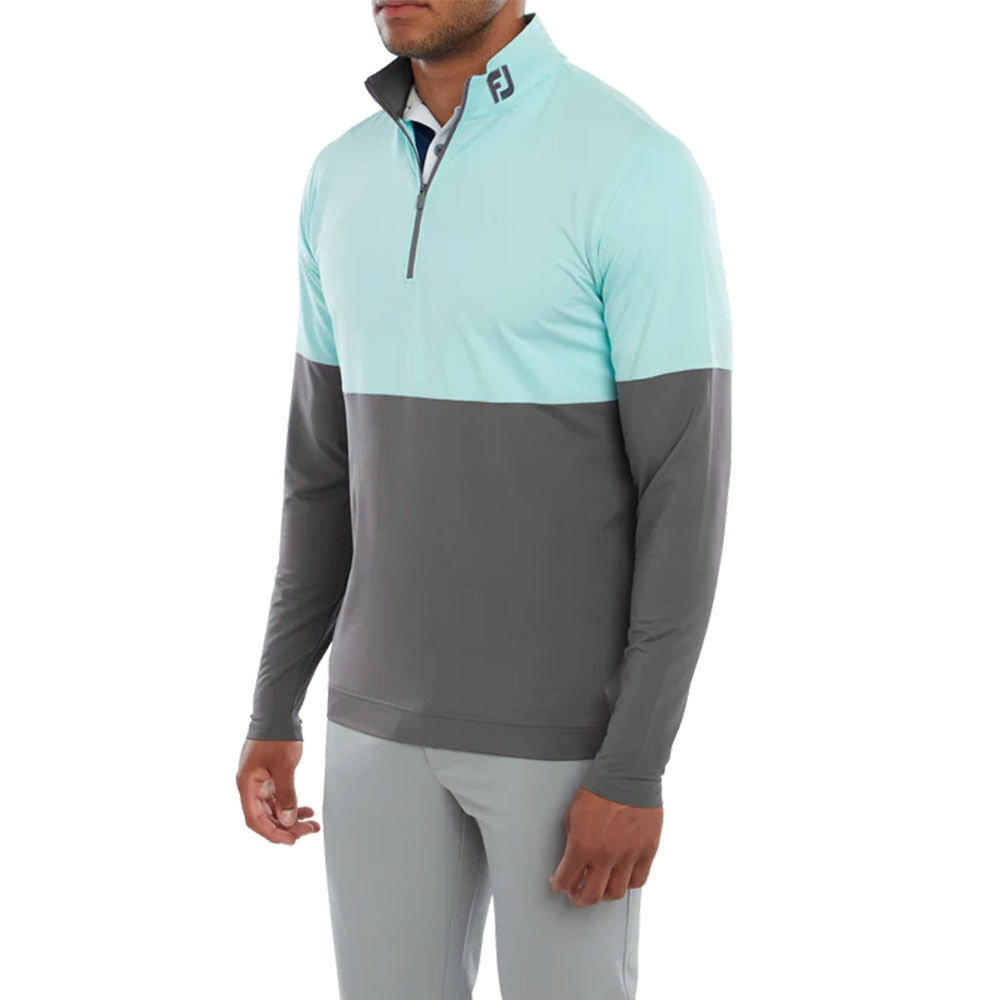 FootJoy Color Blocked Mid Layer Golf Sweatshirt Aqua Gray 801119