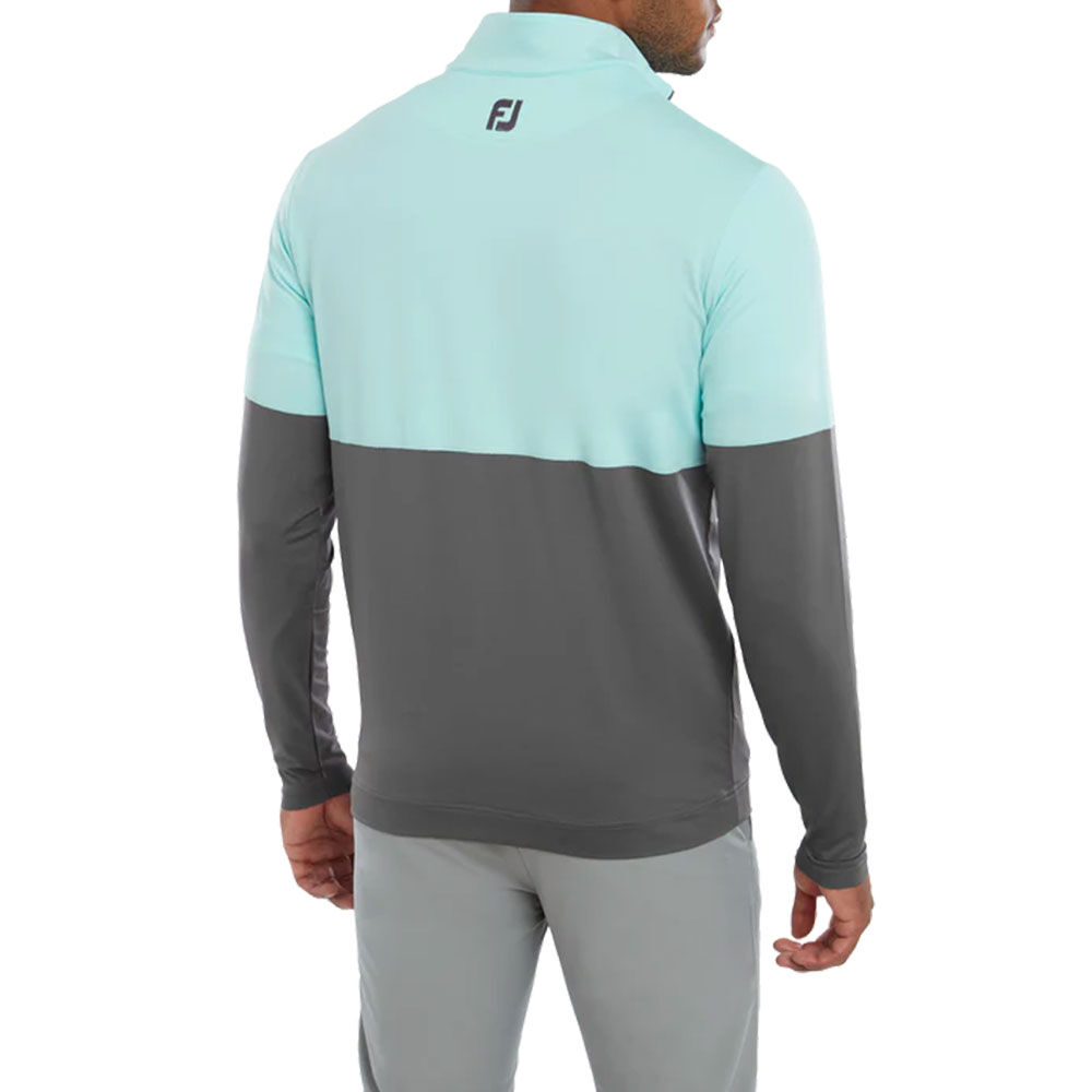 FootJoy Color Blocked Mid Layer Golf Sweatshirt Aqua Gray 801119
