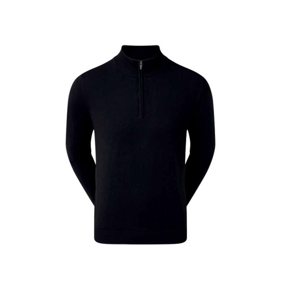 FootJoy Yün Karışımı Yarım Fermuarlı Astarlı Golf Kazağı Siyah 90207